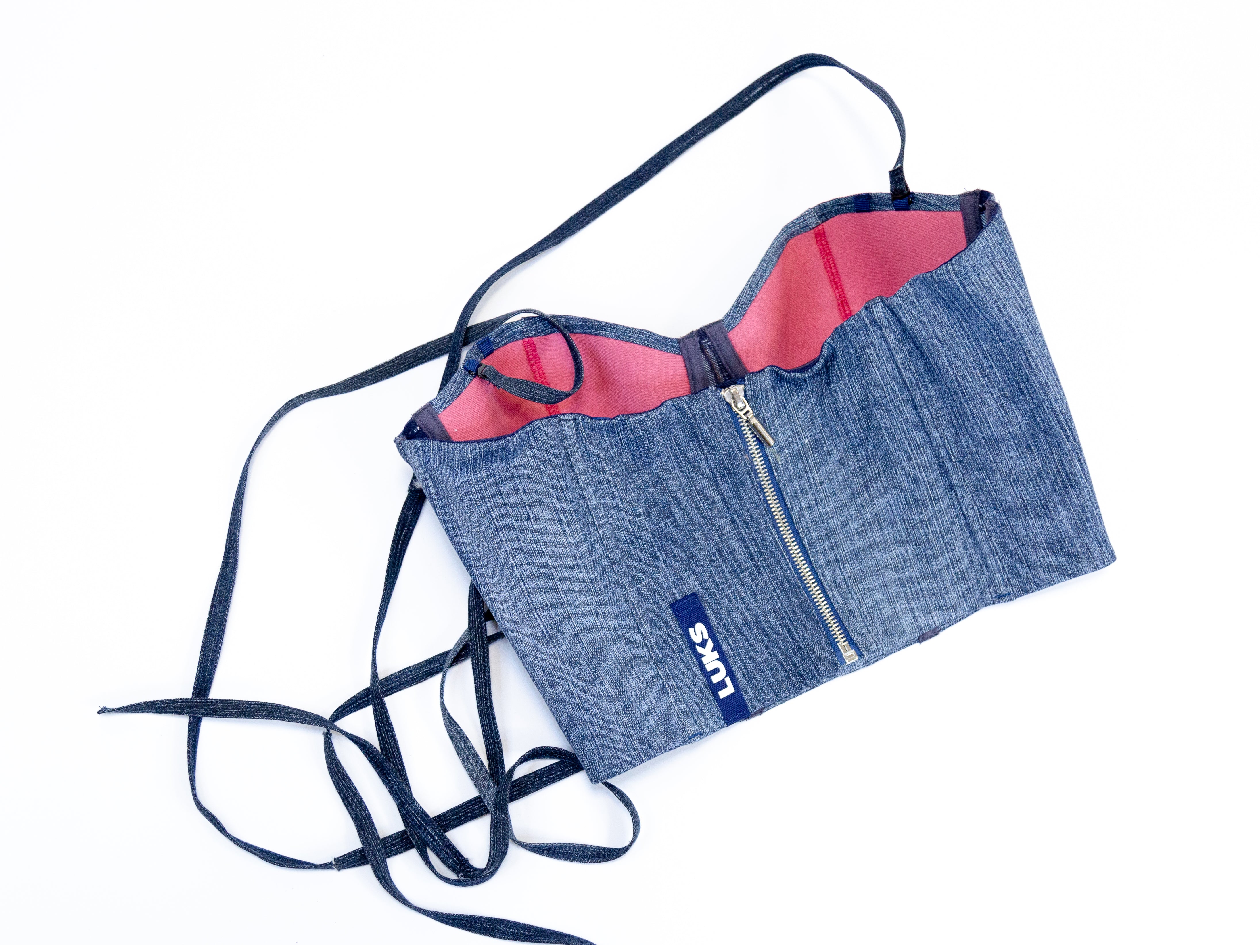 Upcycled denim corset LUKS ICONIC 2