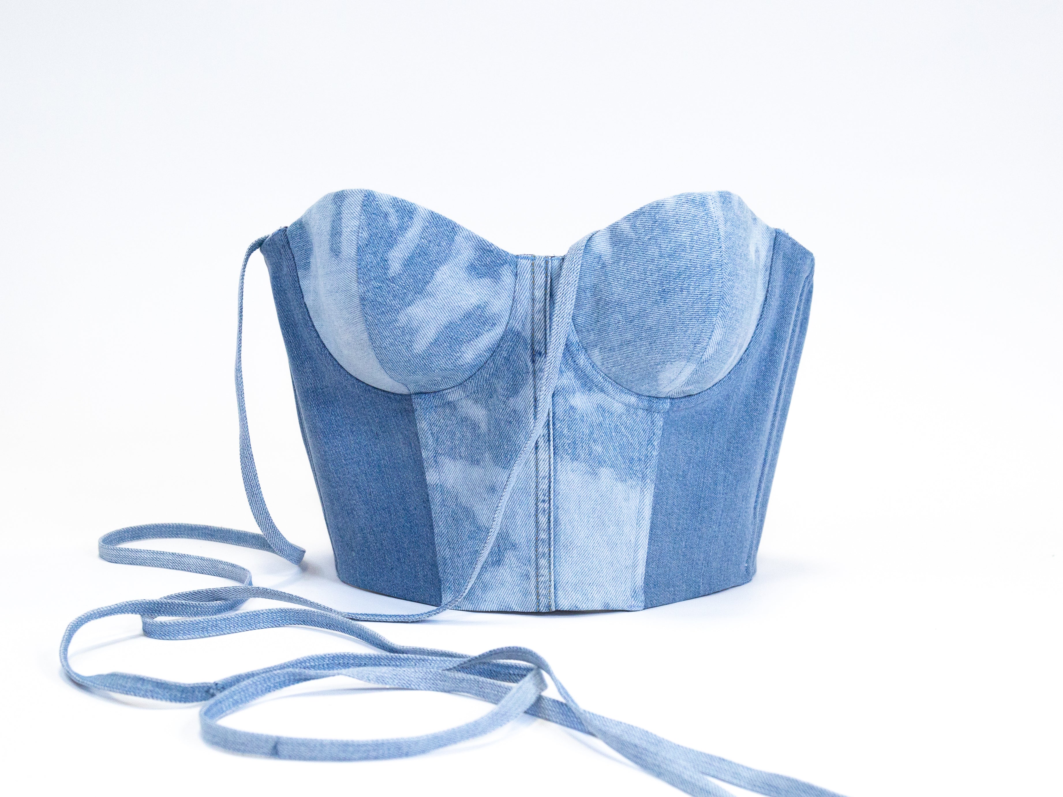 Upcycled denim corset LUKS ICONIC 4