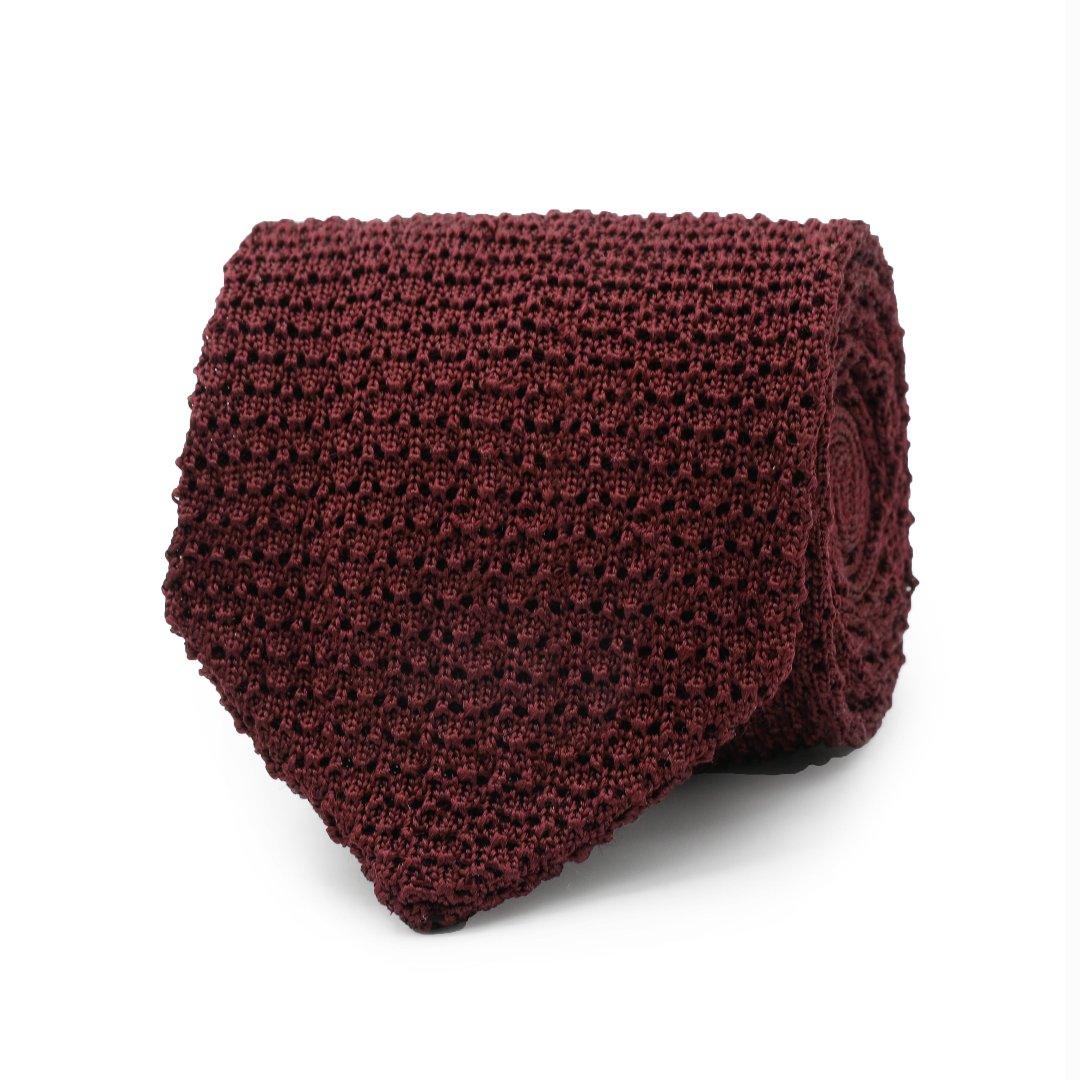 Silk Knit Tie - Burgundy