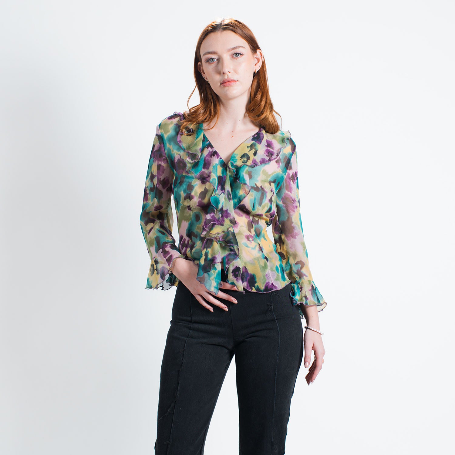 Monet Floral Flounce Blouse