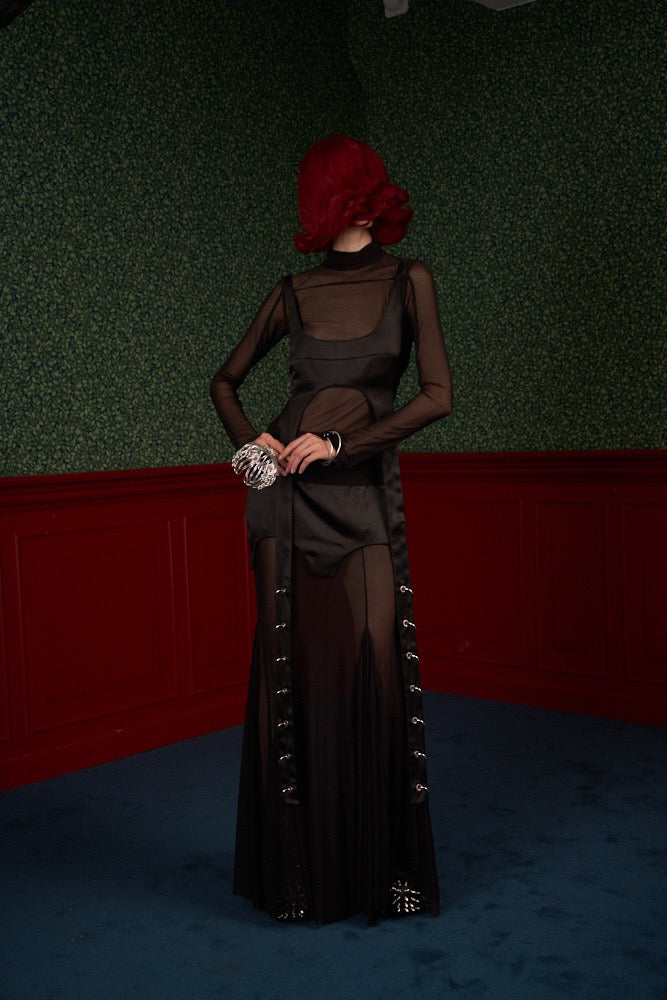 Satin and Sheer Godet Maxi Skirt - Queen