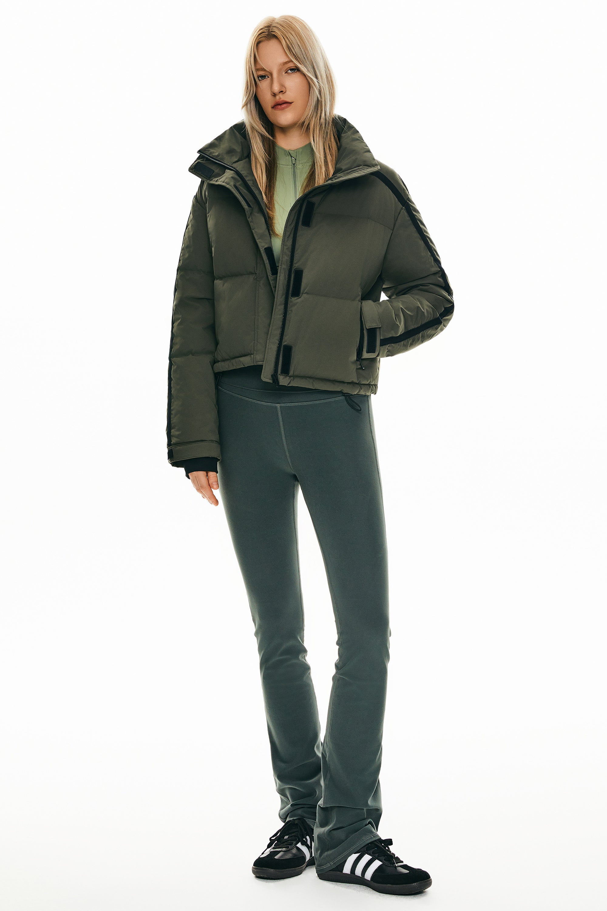 Cropped Quilted Down Puffer Jacket