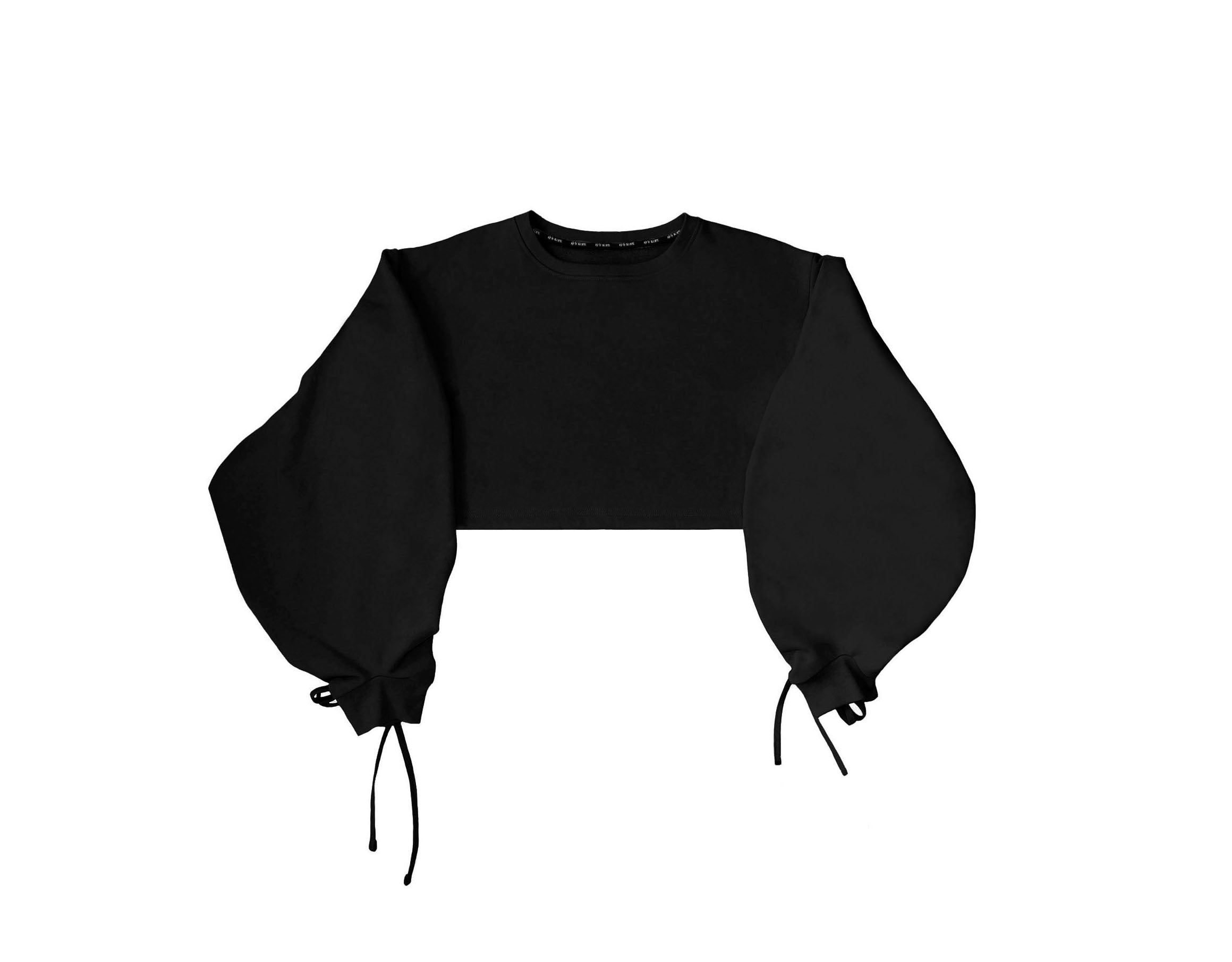 Cropped Crewneck Gathered Sleeve