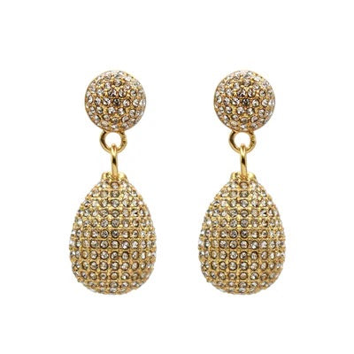 PAVE CRYSTAL EGG DOUBLE DROP STUD EARRING