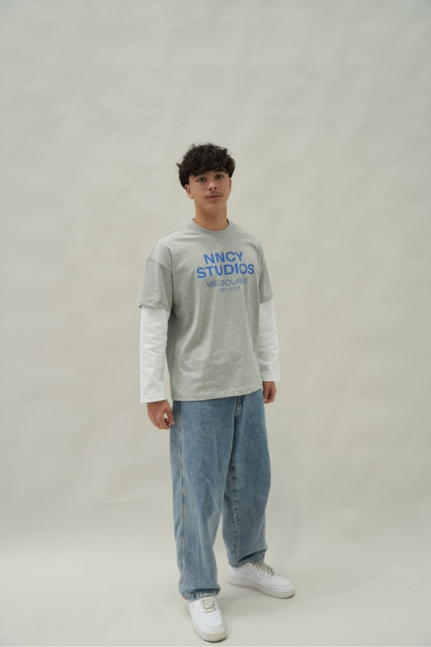 LAYERED LOGO TSHIRT - GREY