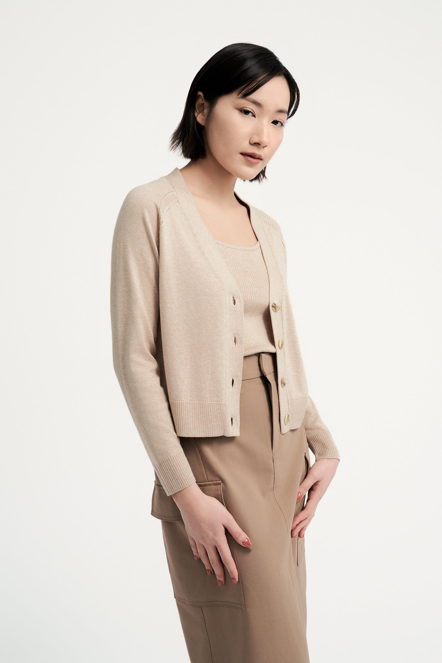 Pointelle Raglan Cardigan