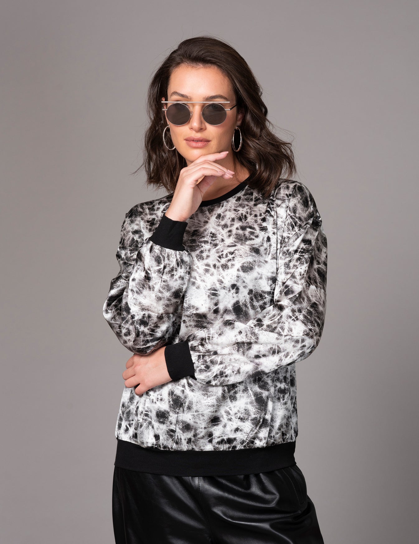 Rose Print Silk Sweatshirt KW