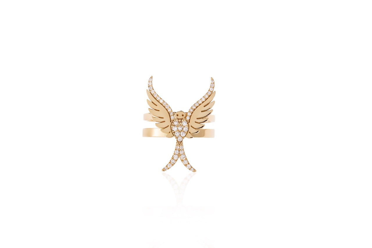 Regal Soaring Bird Stackable Diamond Ring