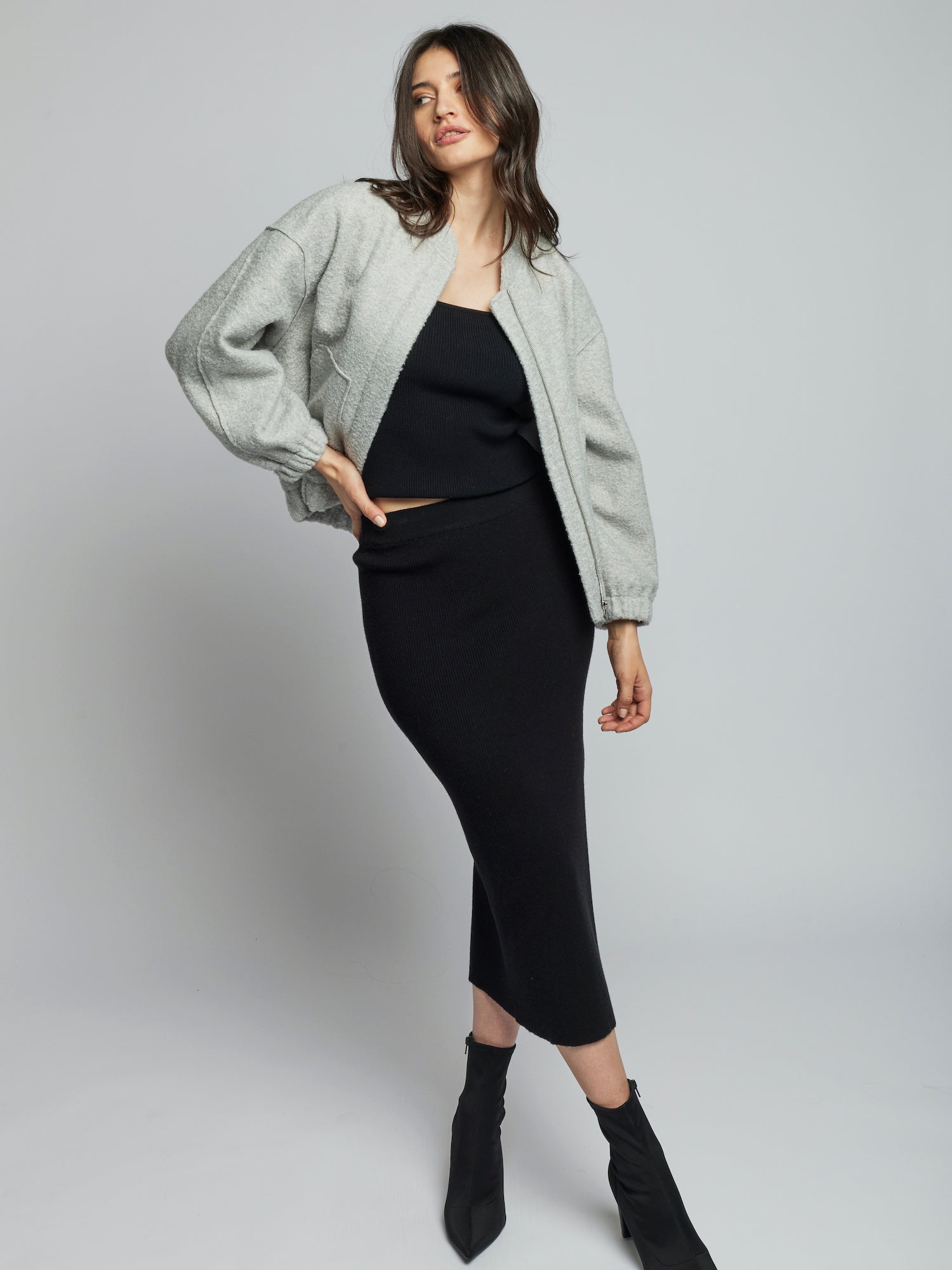 ROBBIE BOUCLE ZIP UP JACKET