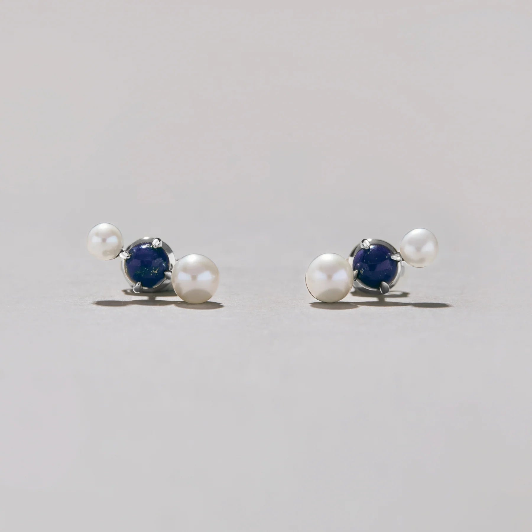 Pearl & Lapis Cluster Tri-stud