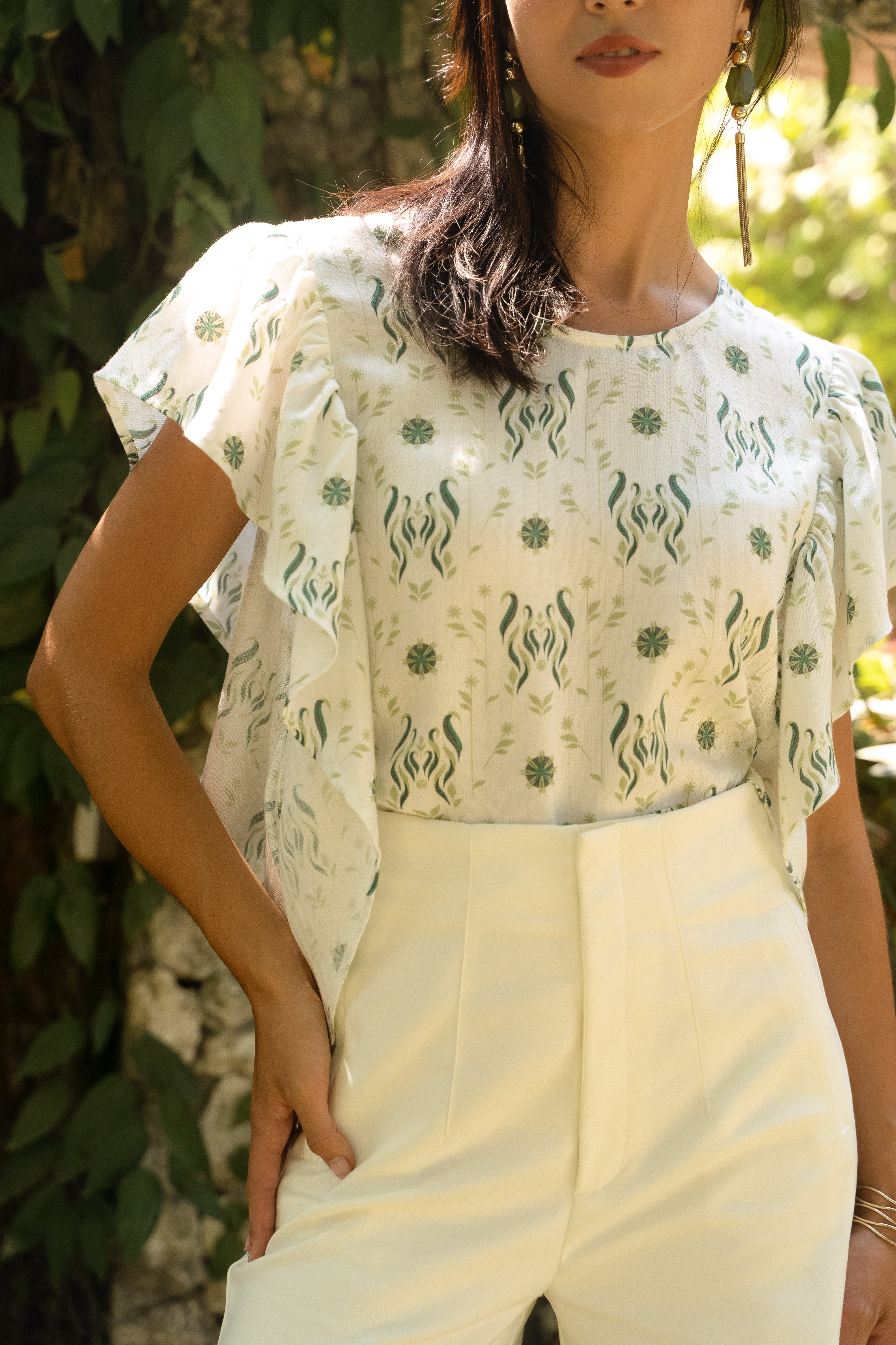 Ruffle Top in Verde Foliage