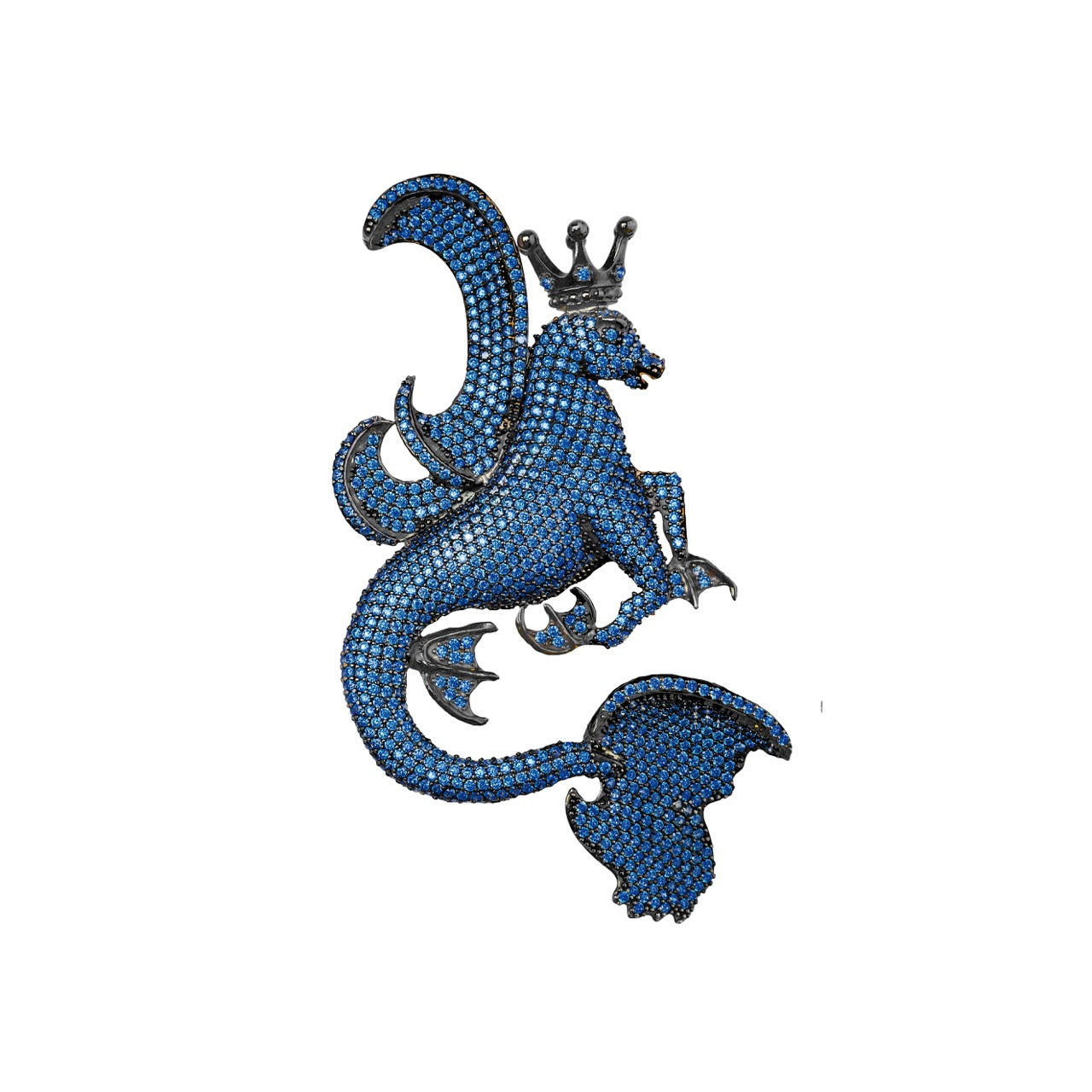 Secret of the Universe Dark Blue Crystal Rhodium Dragon Necklace\Brooch