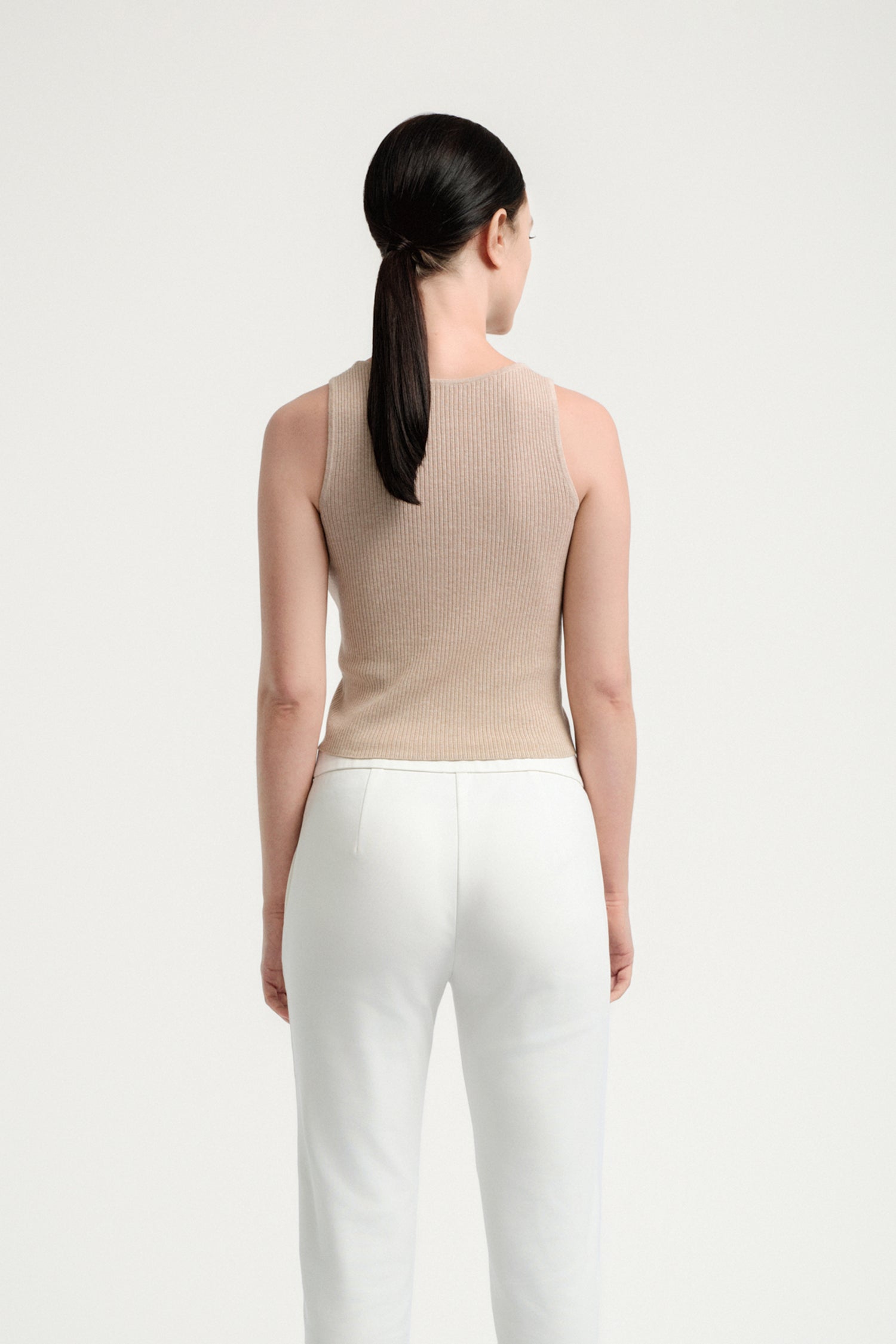 Square-neck Ribbed Knit Tank