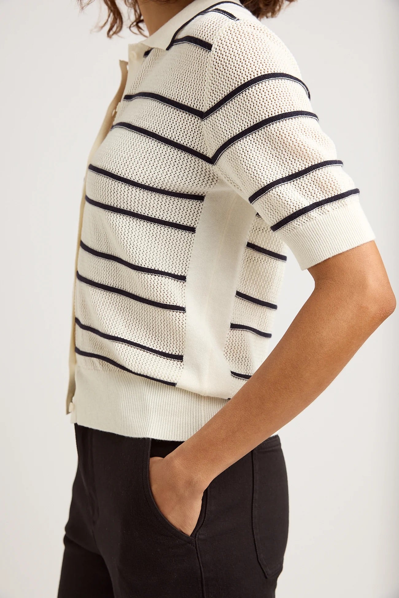 TRLE- Stripe Mesh Knit Polo