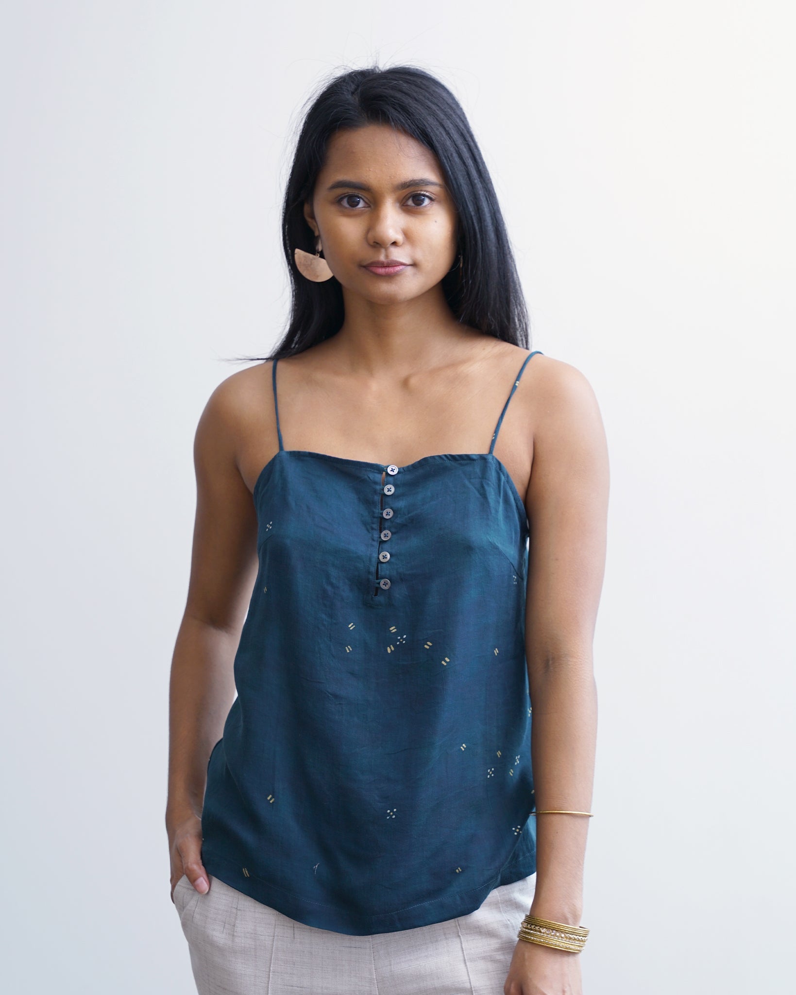 BHUMI - Strappy Cami - Turquoise Gold - Tencel