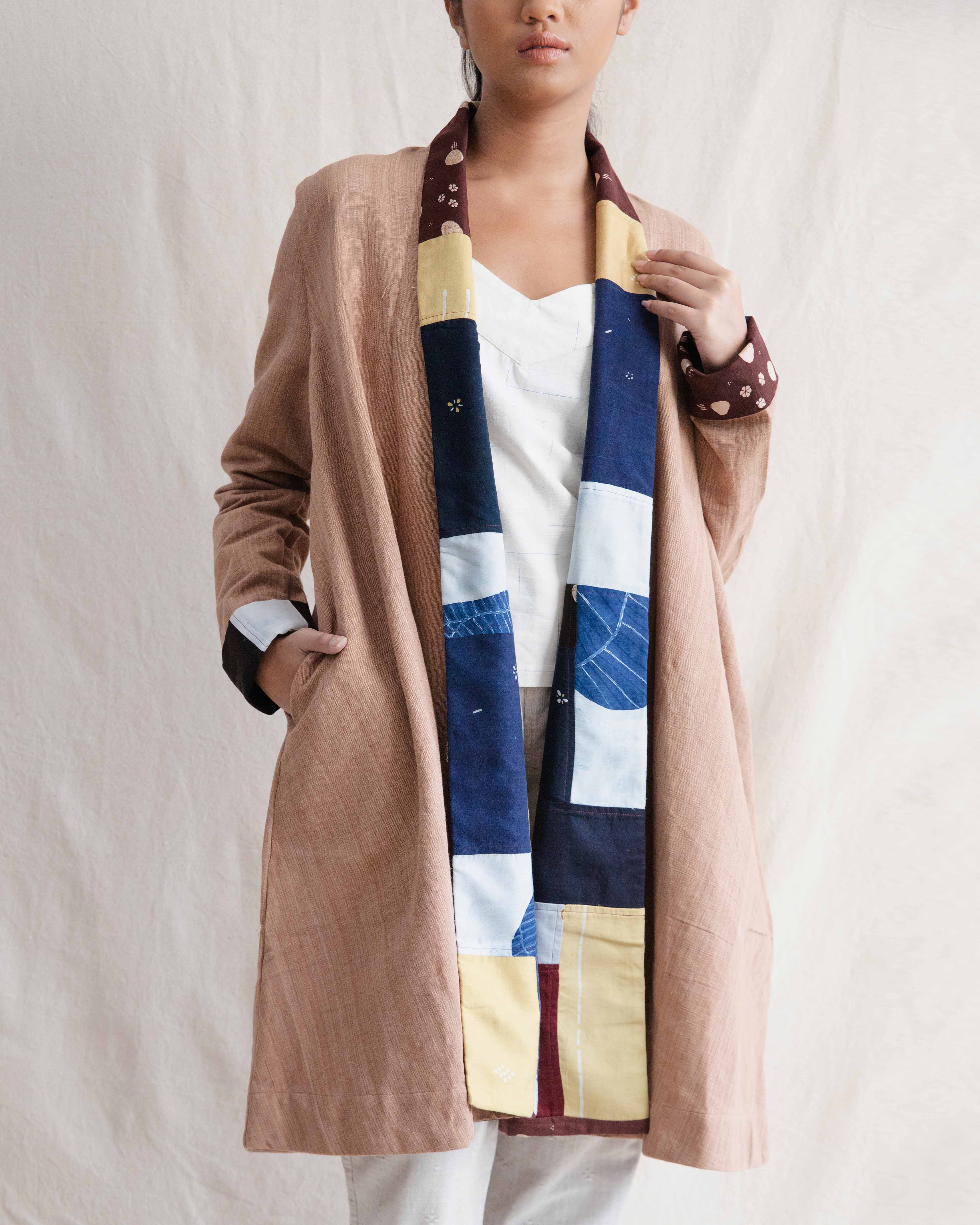 #ReMadeRight - Patchwork Coat - Brown - Mixed