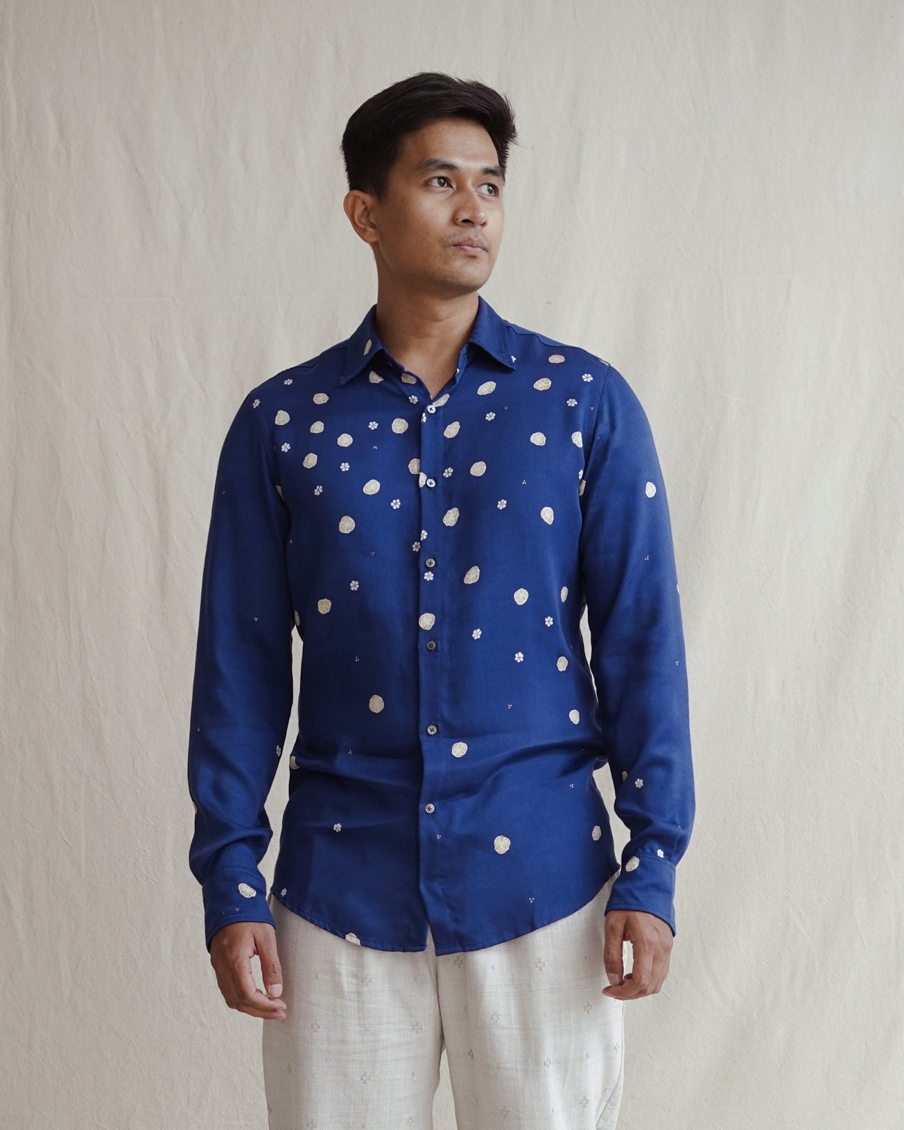 SERIBU BUNGA - Ocean Shirt - Indigo - Tencel