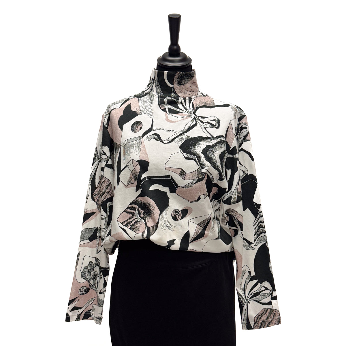 TINA COTTON JERSEY BLACK AND WHITE SURREALISM