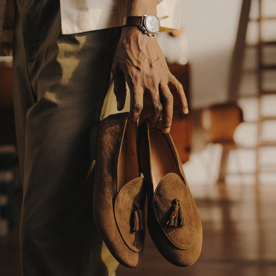 Men's Chocolate Suede Tassel Loafer