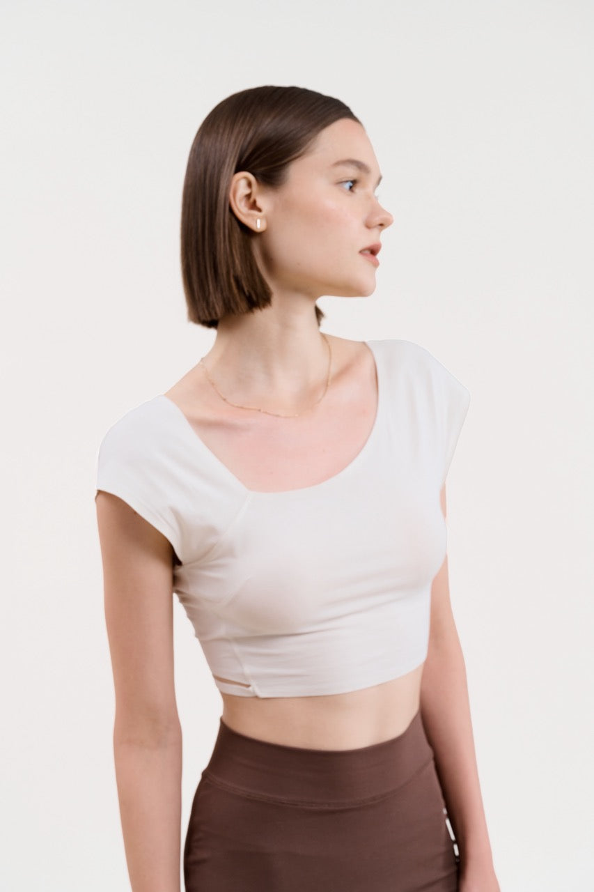 Flossing Slant Neck Off-Shoulder Crop Top