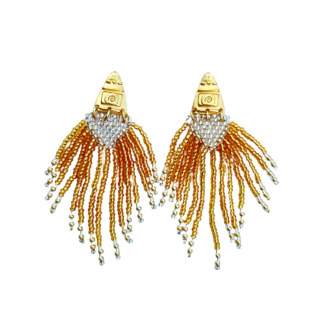 WORK OF THE BEADS FRINGED NECKERCHIEF EARRINGS
