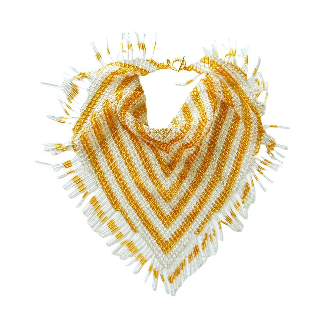 WORK OF THE BEADS FRINGED NECKERCHIEF NECKLACE