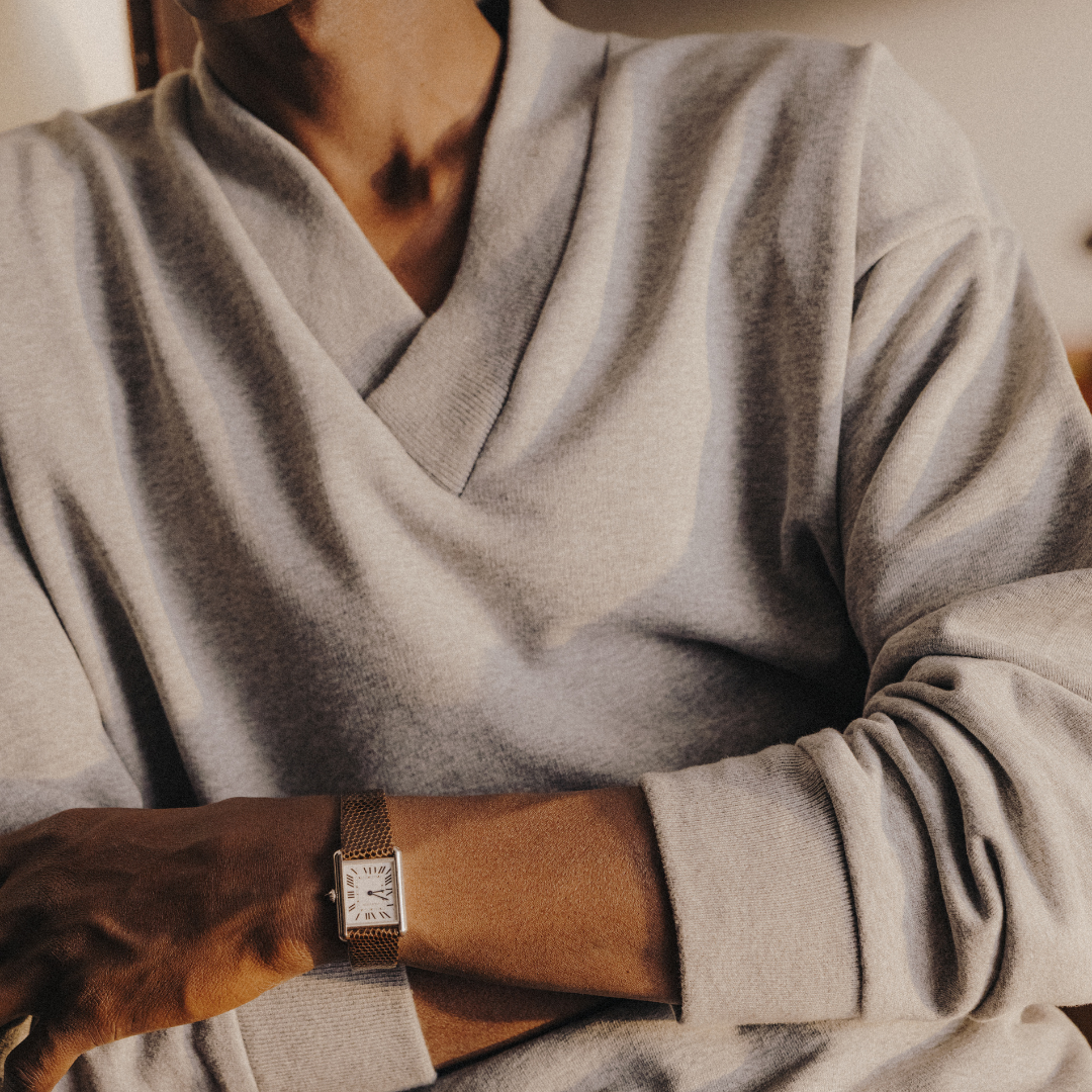 Vintage V-Neck Sweatshirt - Heather Grey / Grey Trim