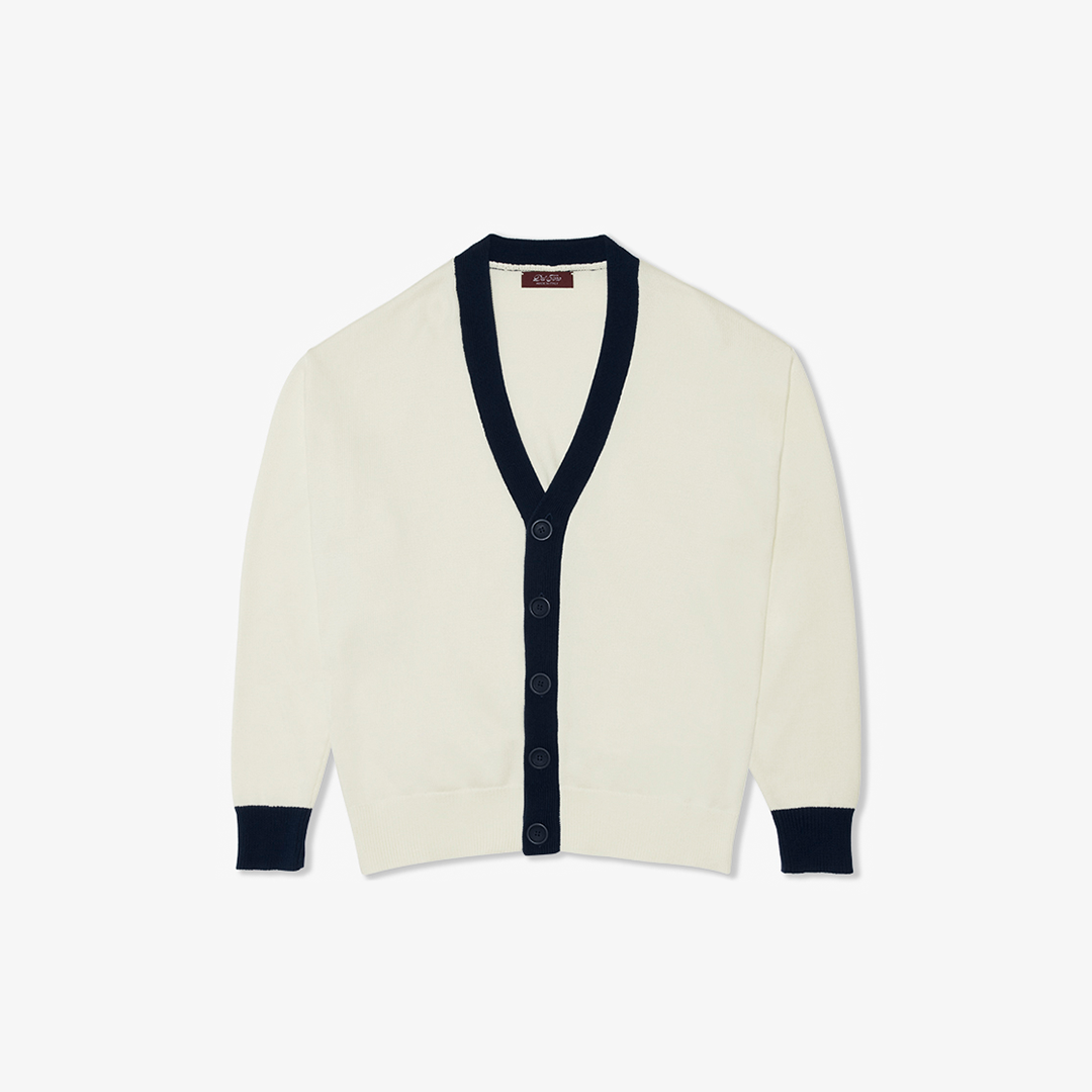 Men's Vintage Fit Cardigan - Vintage White / Black