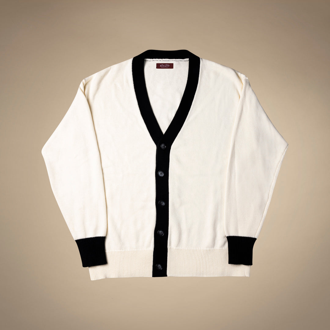 Men's Vintage Fit Cardigan - Vintage White / Black