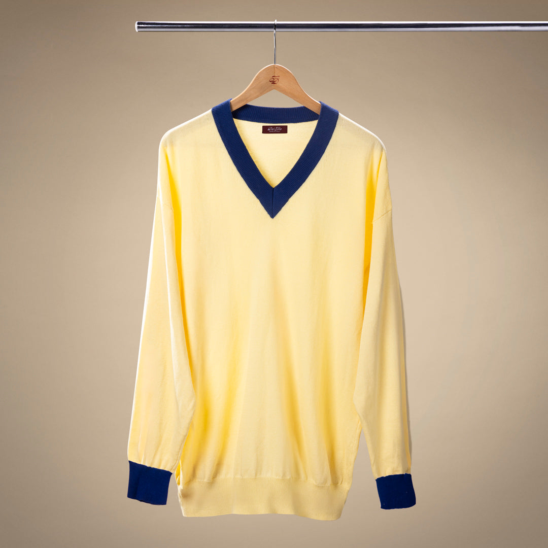 Men's Vintage V-Neck Sweater - Vintage Yellow