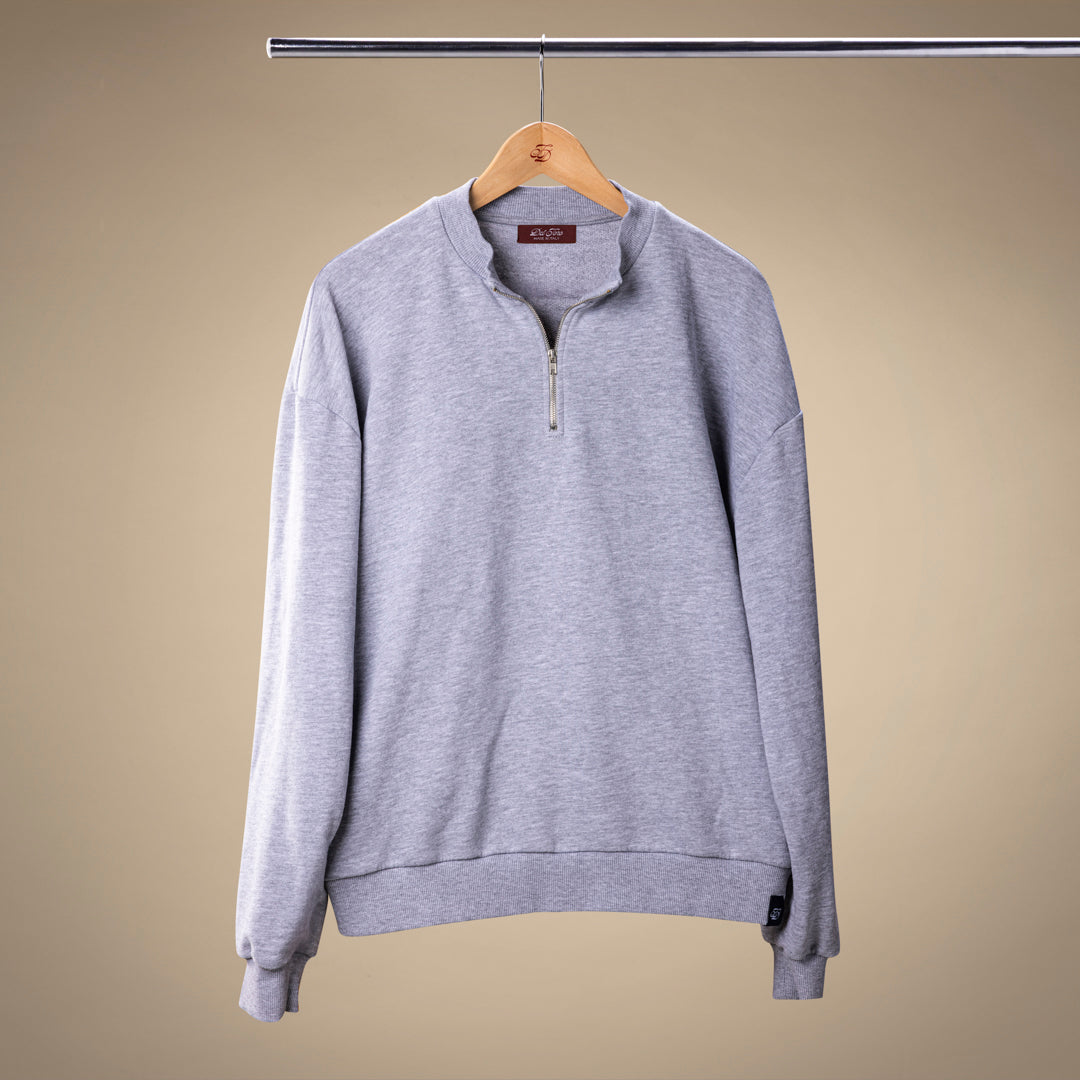 Men's Vintage Zip Crewneck Sweatshirt - Heather Grey
