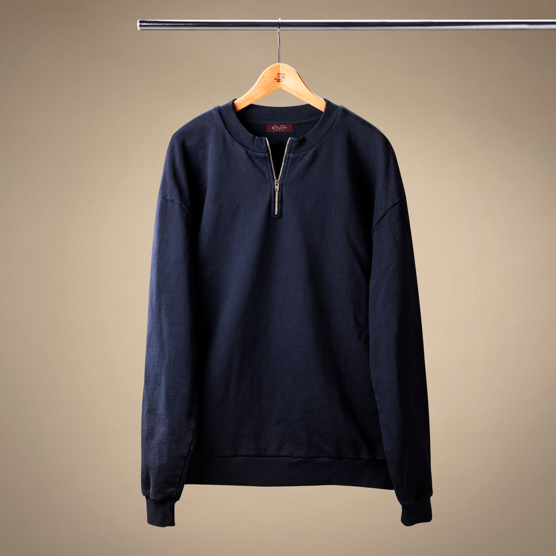 Men's Vintage Zip Crewneck Sweatshirt - Navy