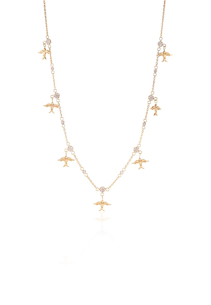 Vivacious Avian Multi Birds Diamond Necklace