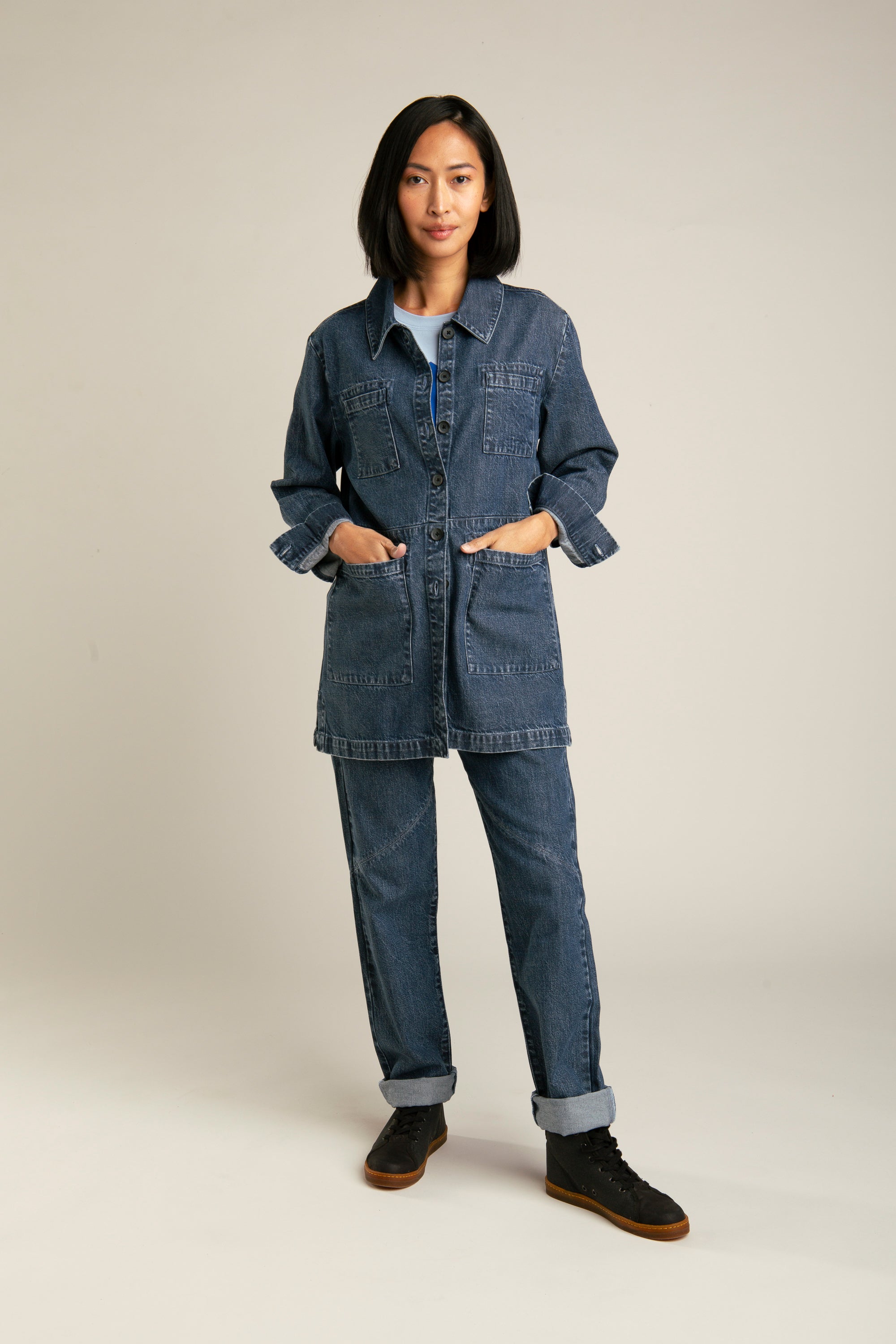 W700REBL Recycled denim jacket for women