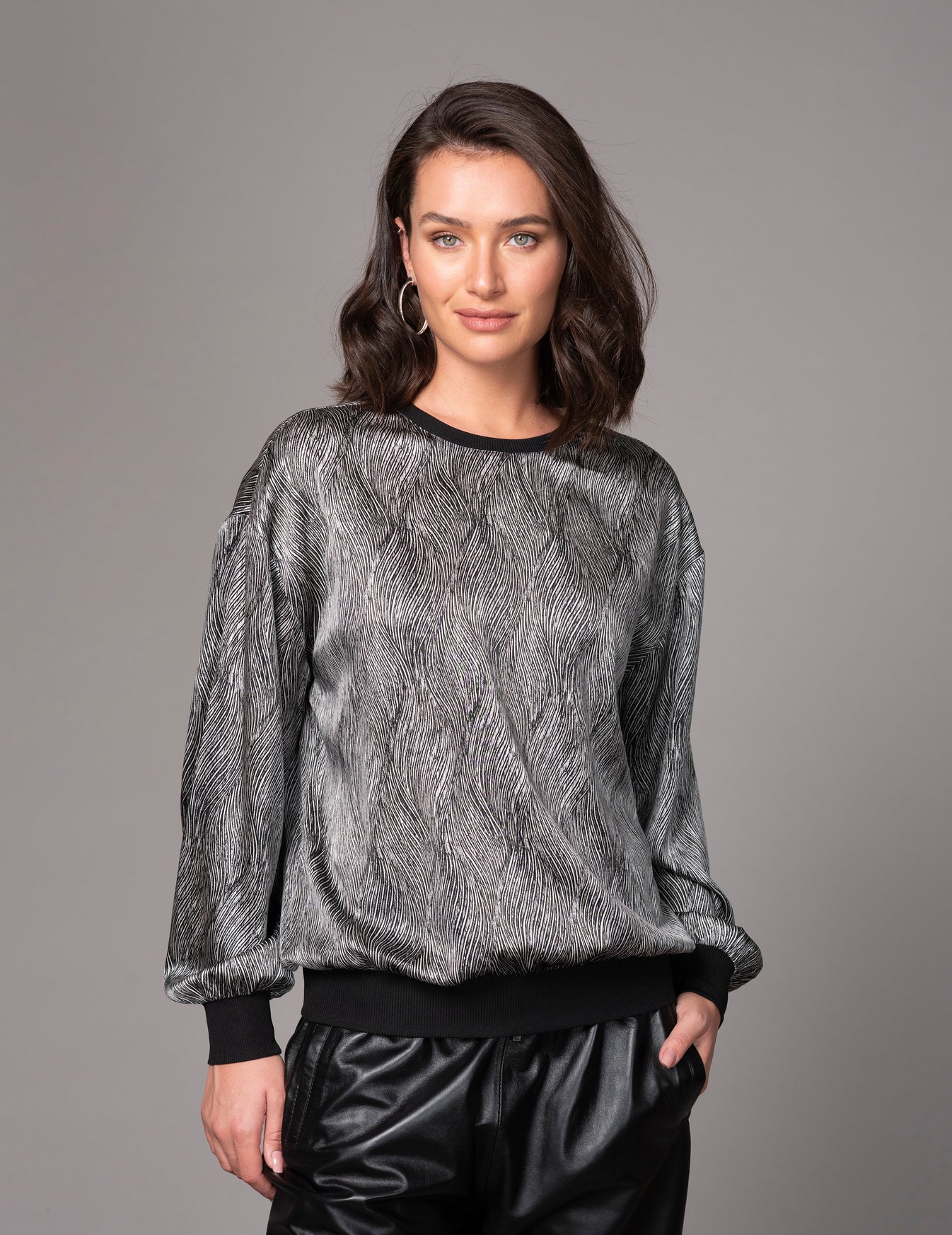 Wavy Print Silk Sweatshirt KW