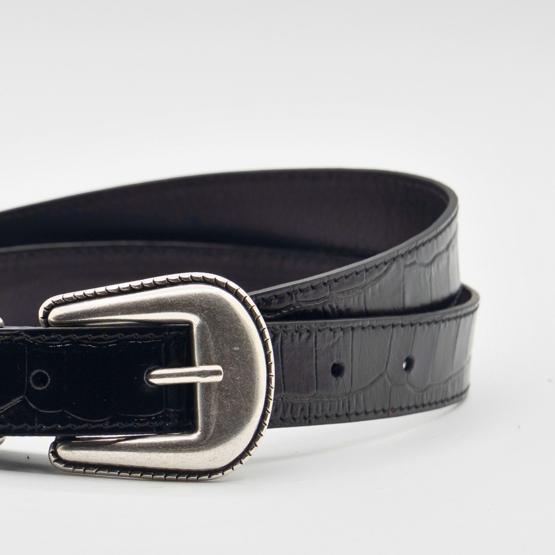 Western Belt - Black Crocco
