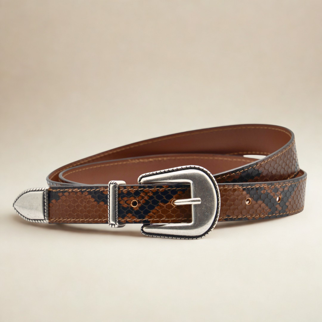 Western Belt - Brown Snakeskin