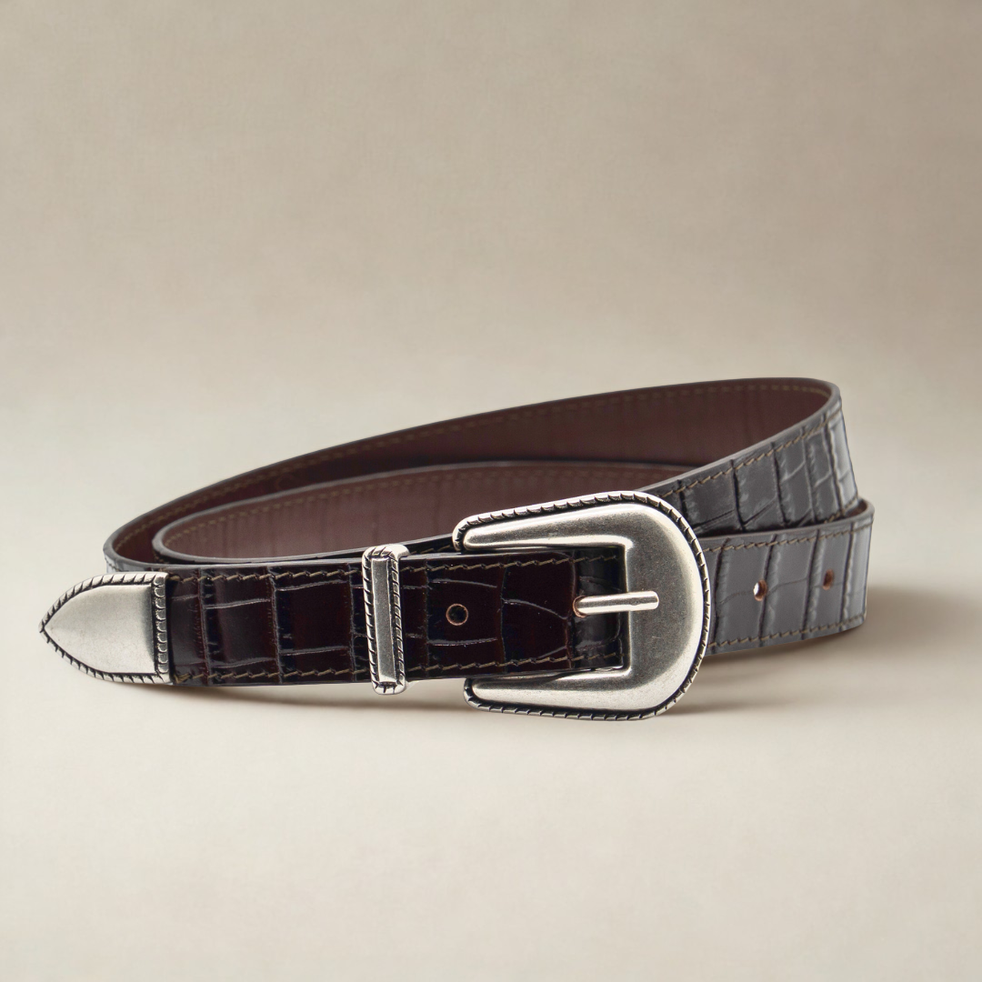 Western Belt - Dark Brown Crocco