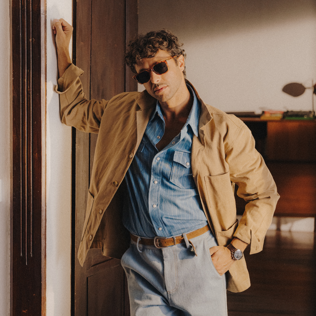 Western Shirt - Light Blue Pinstripe