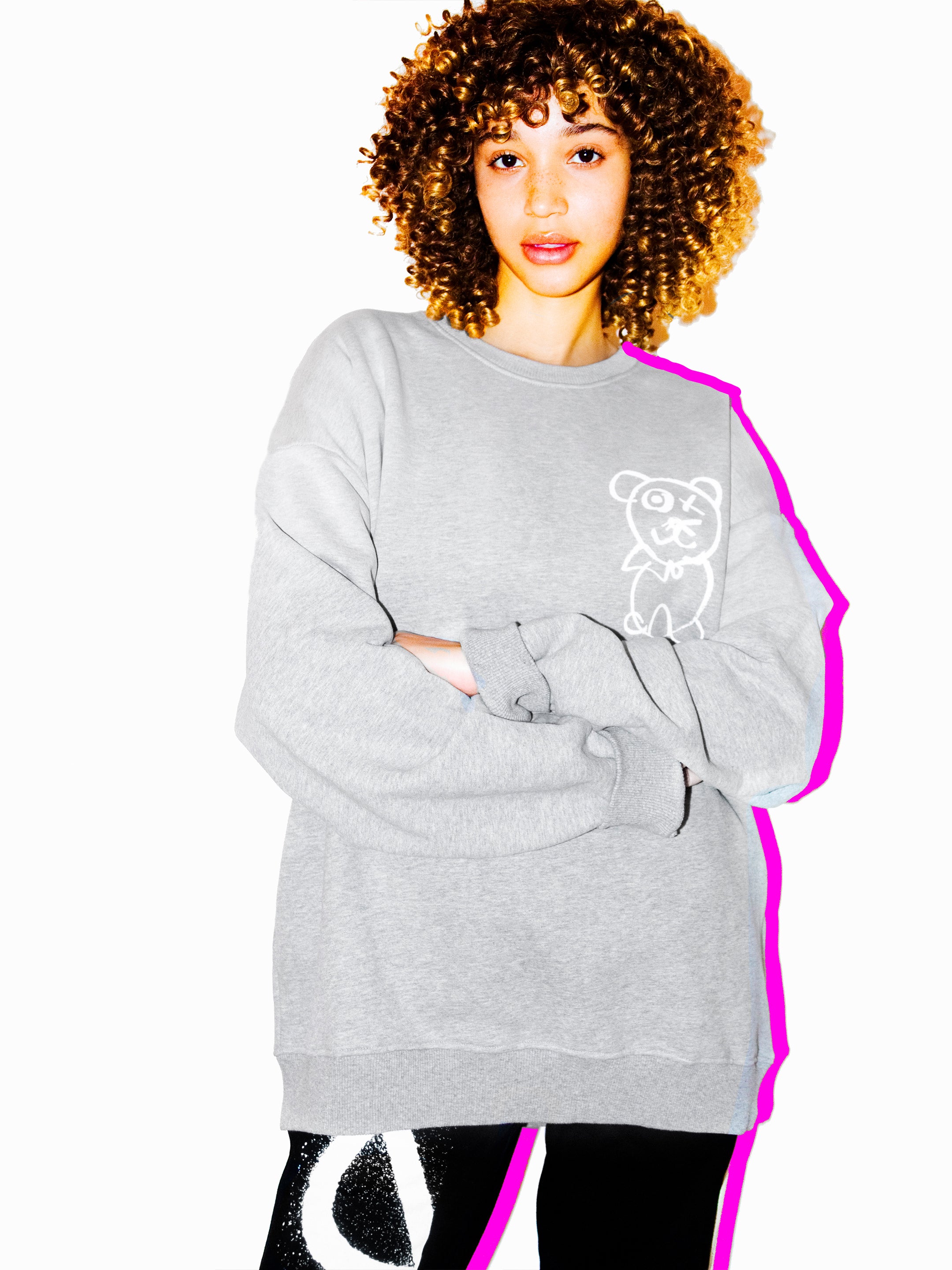 Graffiti Bear 100% Cotton Ombre Jumper Grey Fade