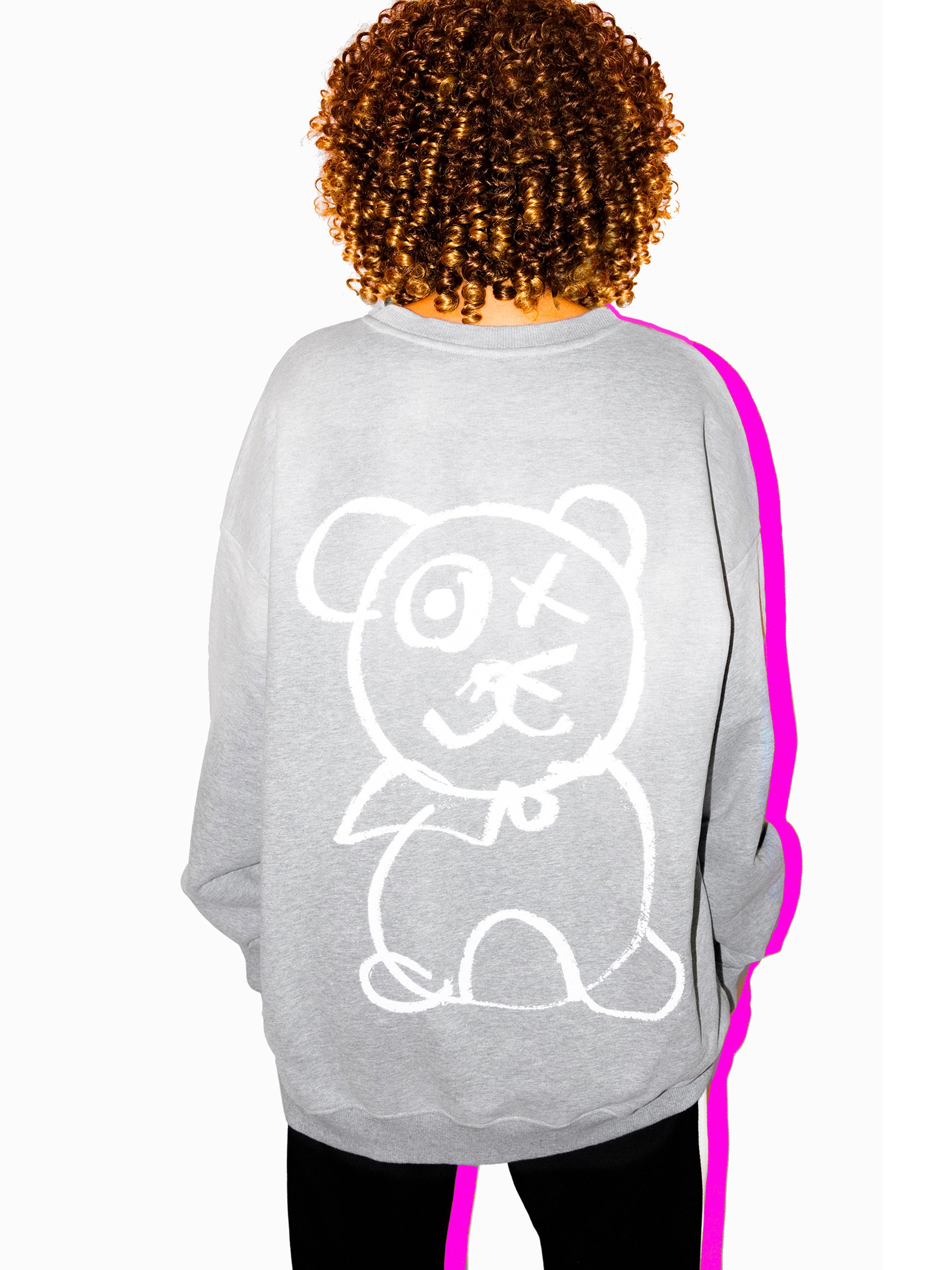 Graffiti Bear 100% Cotton Ombre Jumper Grey Fade