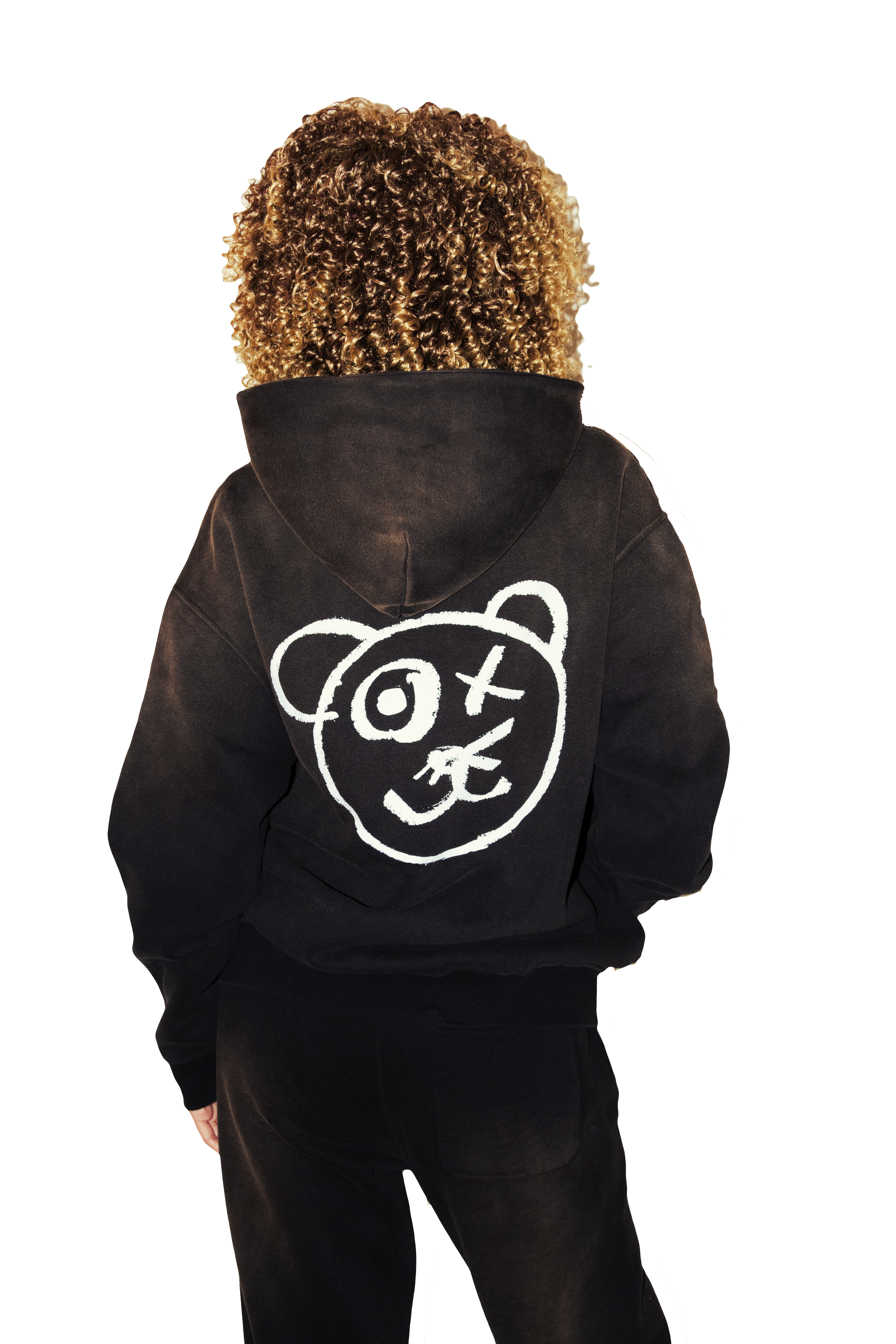 Graffiti Bear 100% Cotton Double Sided Hoodie in Peak