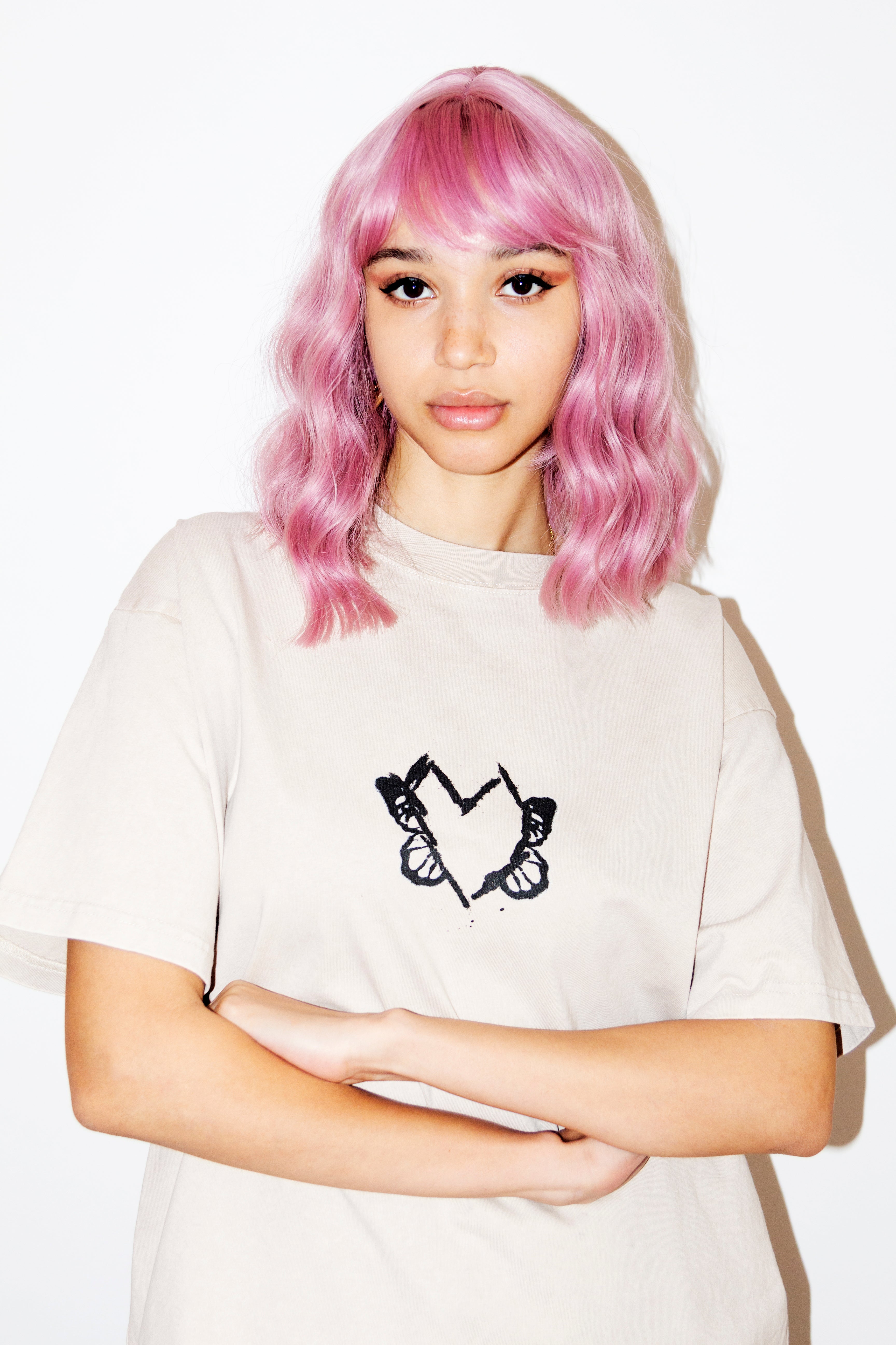 Hearts Evolve Double Sided Apricot Cotton Tee