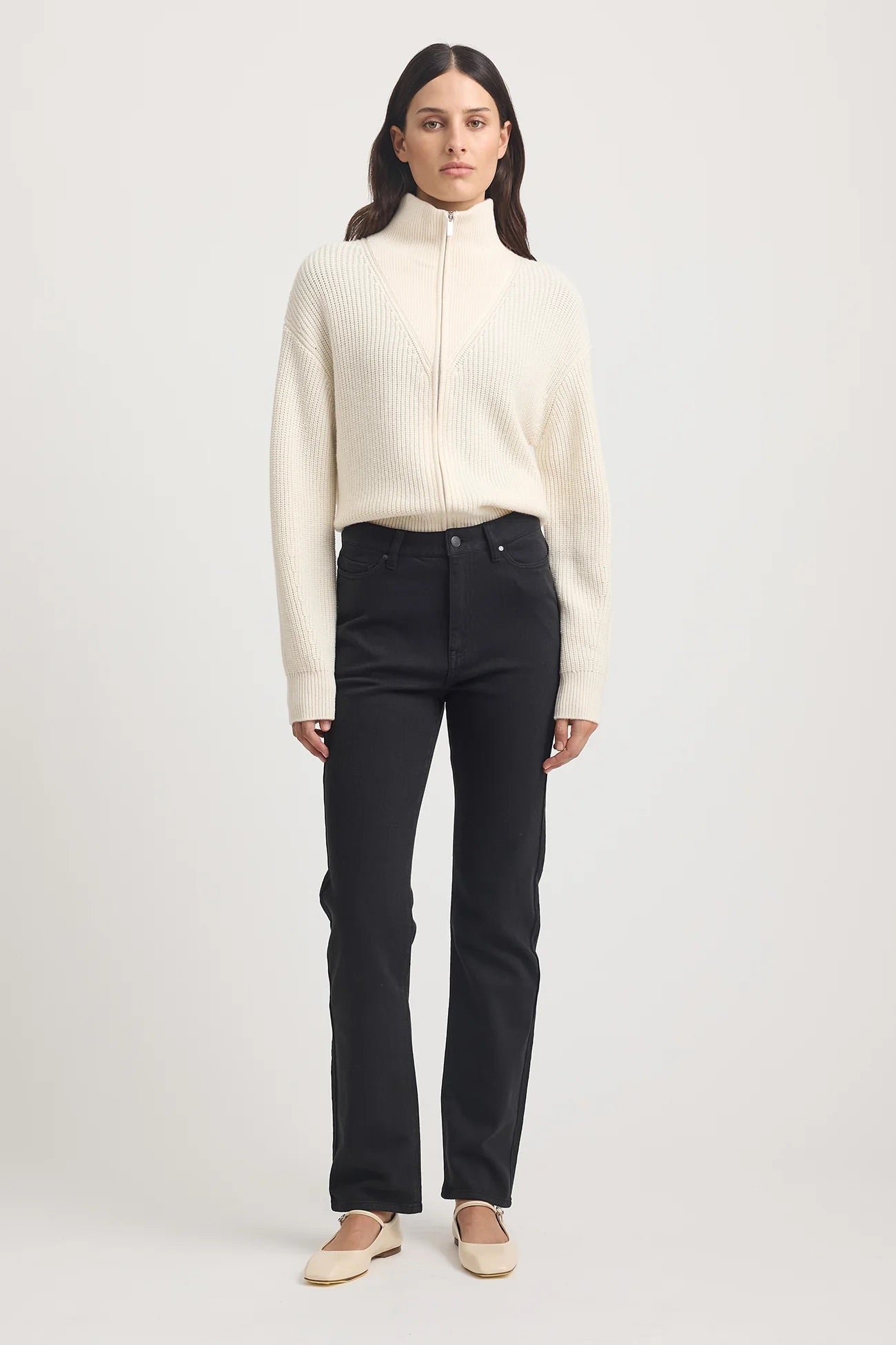 TRLE- Zip though rib knit jacket