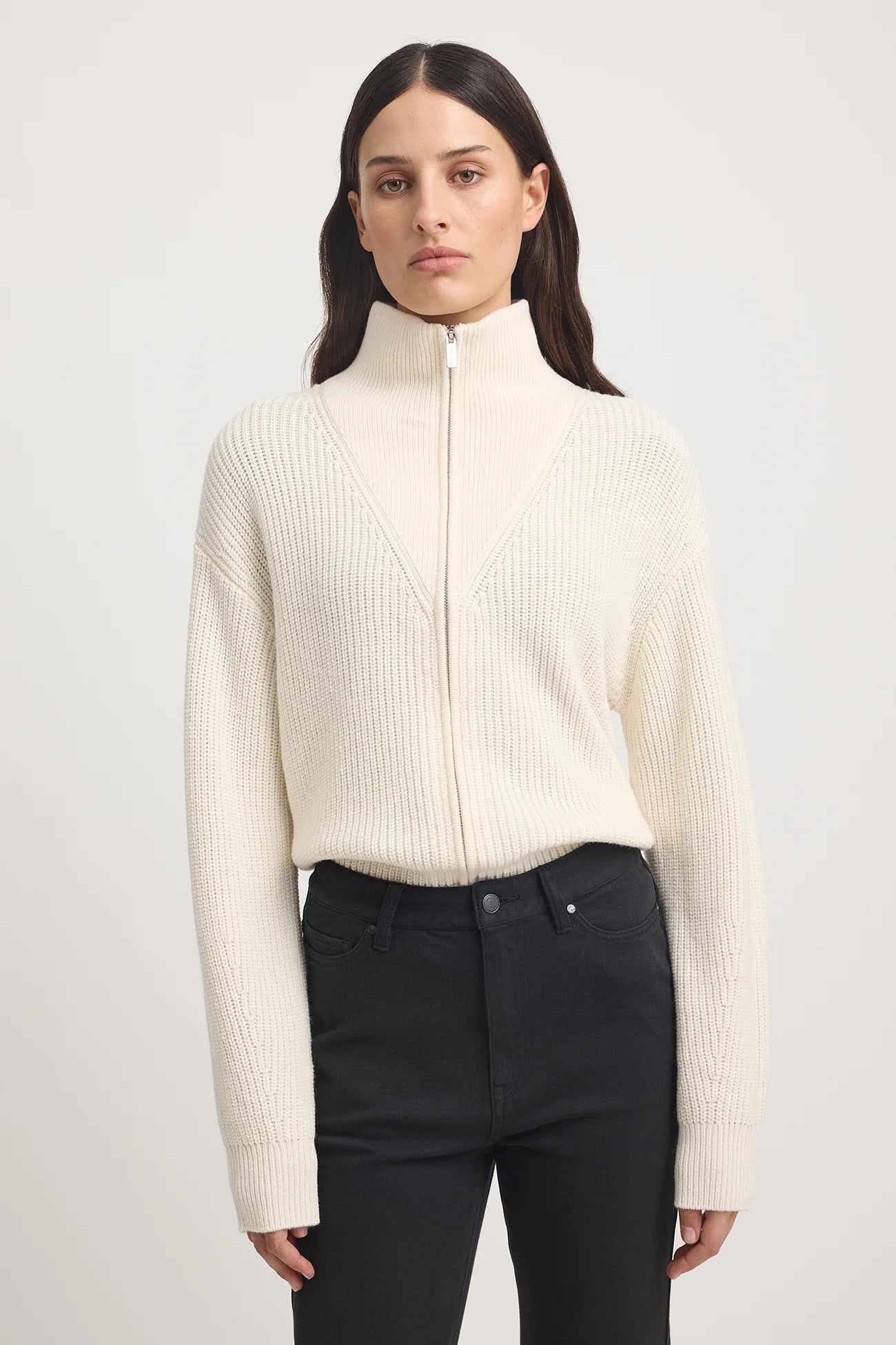 TRLE- Zip though rib knit jacket