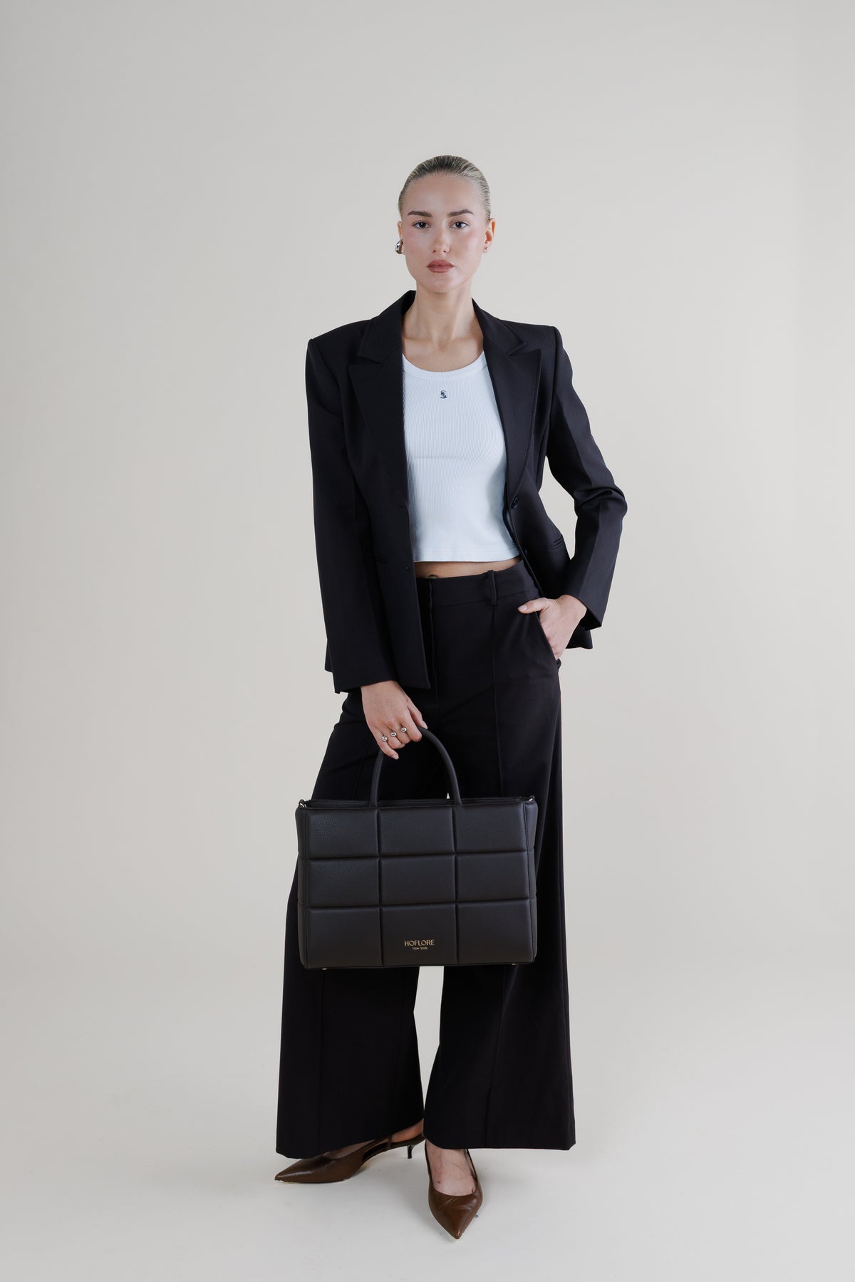 Quilted Laptop Bag Liora – Brown