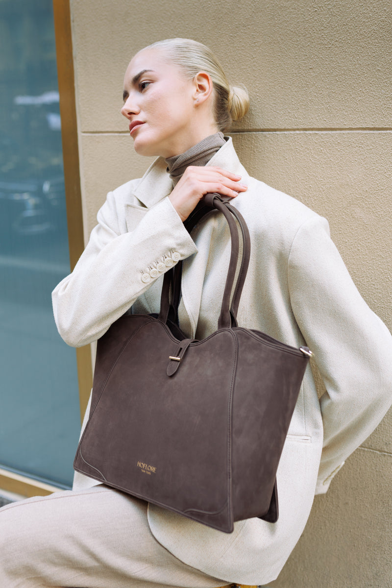 Nubuck Medium Tote Melia – Coffee