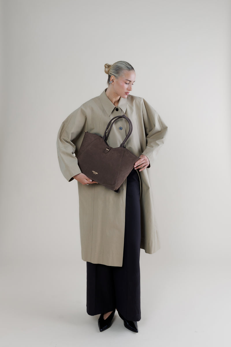 Nubuck Medium Tote Melia – Coffee