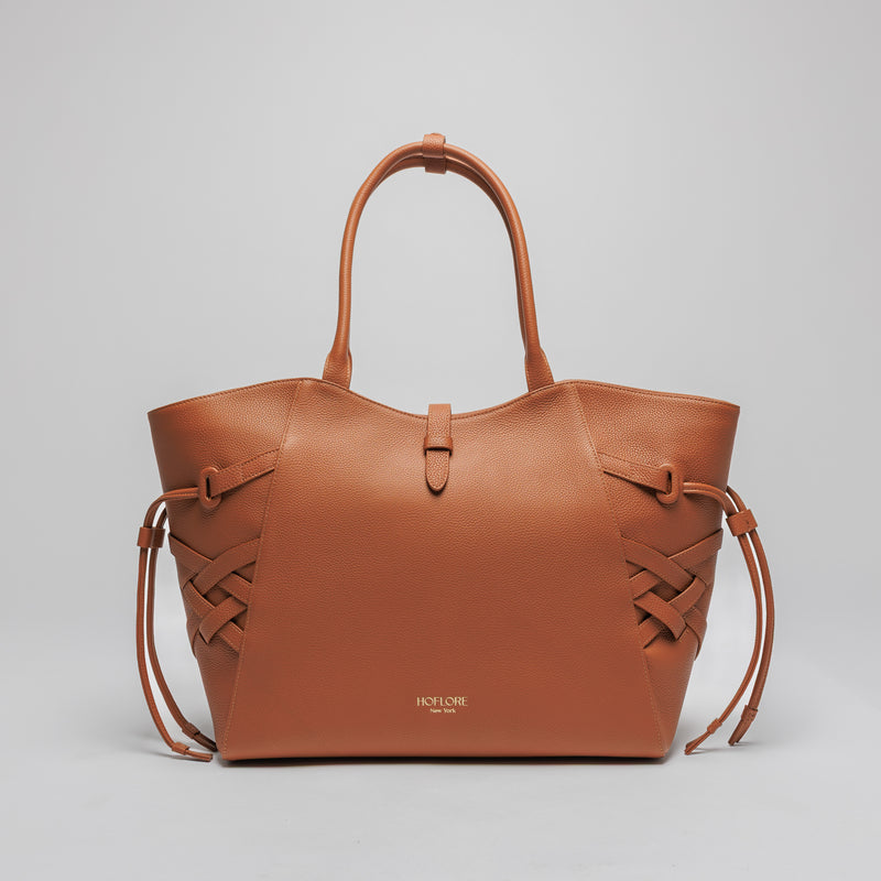 Woven Pattern Tote Orchid – Brown
