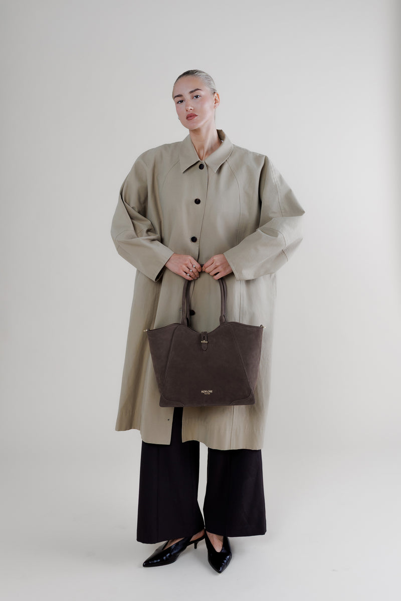 Nubuck Medium Tote Melia – Coffee